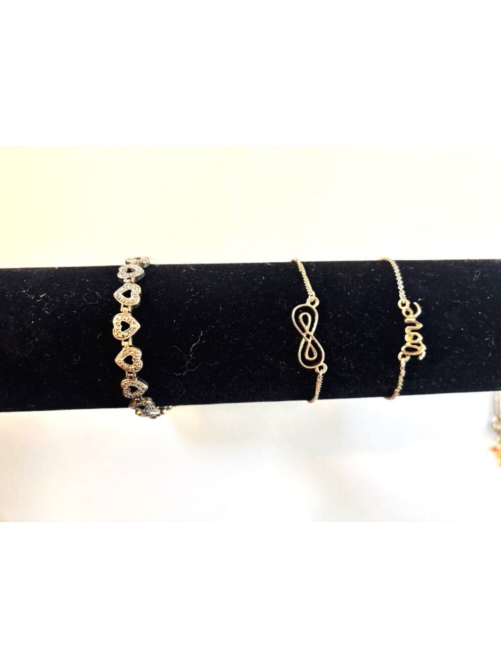 Gold-Tone Charm & Link Bracelets Set Of 4 With Heart Infinity & Cross Accents